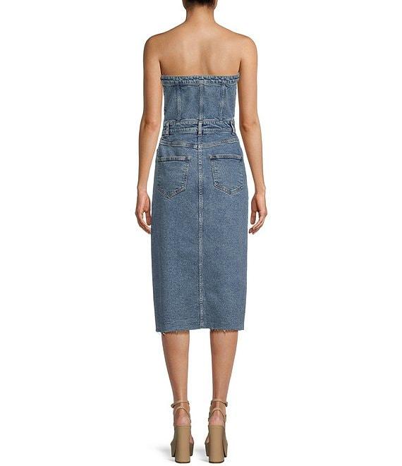 GB Strapless Denim Slit Midi Dress Product Image