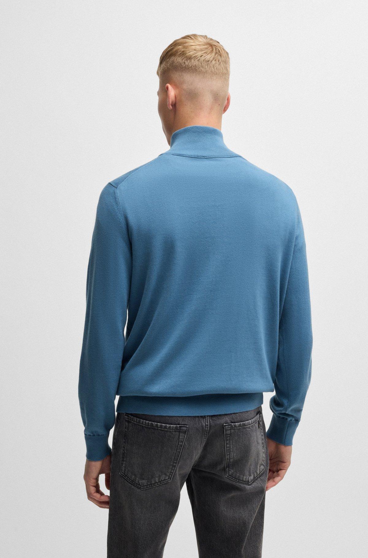 Logo-patch zip-neck sweater in cotton and cashmere Product Image