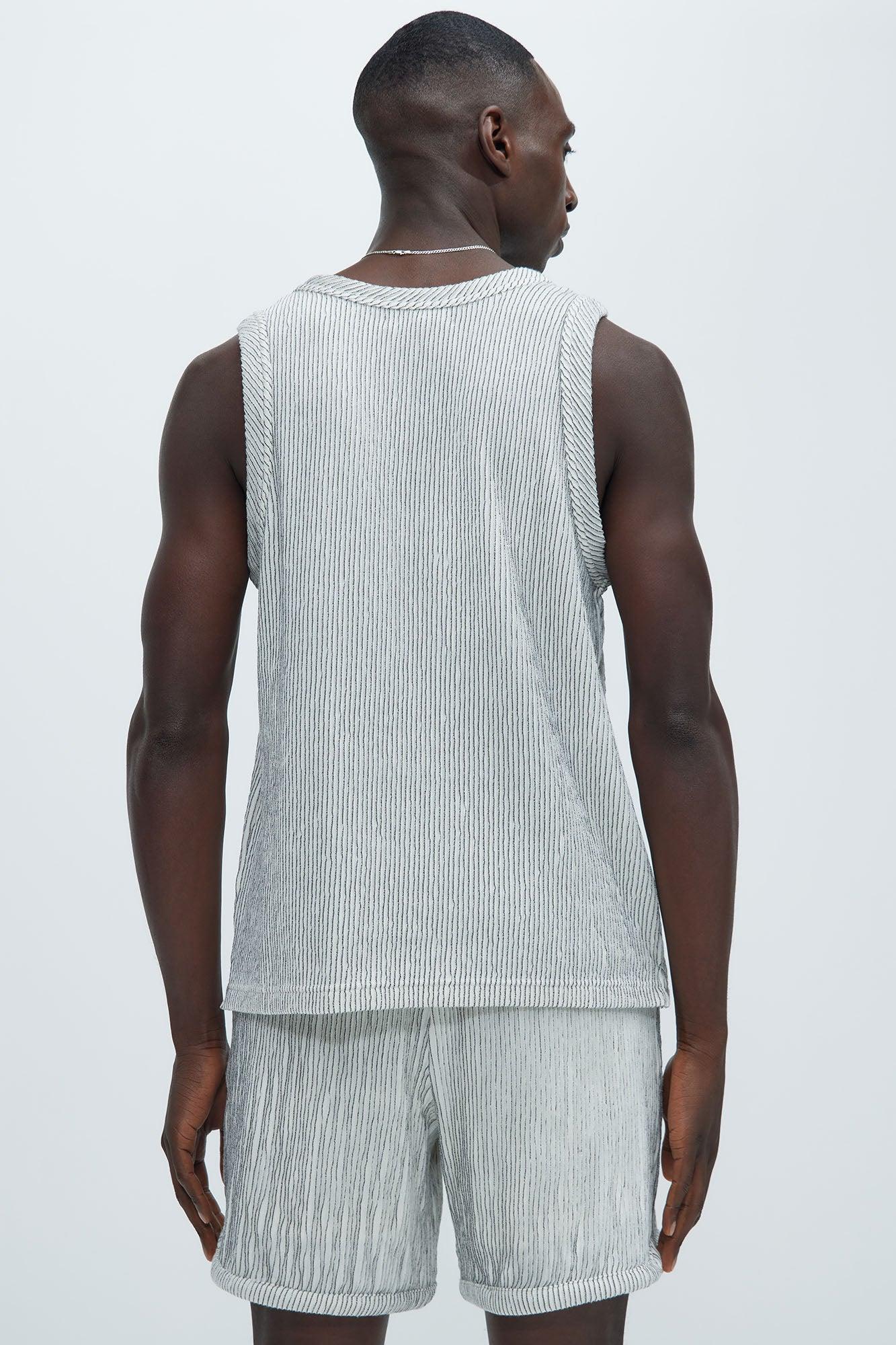 Neil Textured Tank - White/Black Product Image