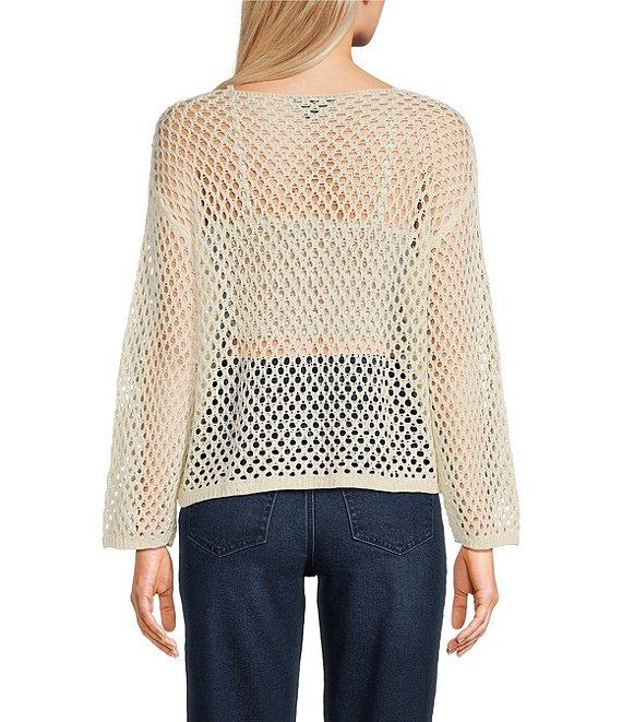 Say What Open Weave Boat Neck Dolman Long Sleeve Top Product Image