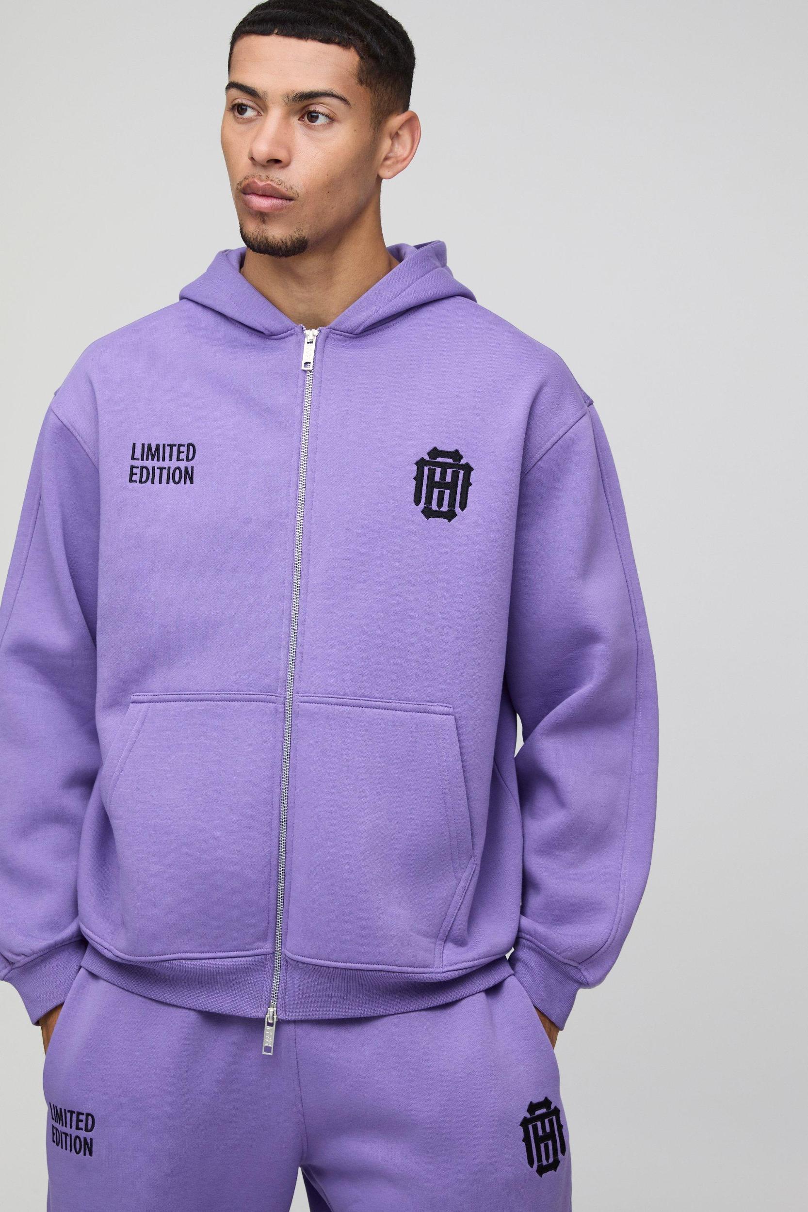 Oversized Star Embroidered Zip Hooded Tracksuit | boohooMAN USA Product Image