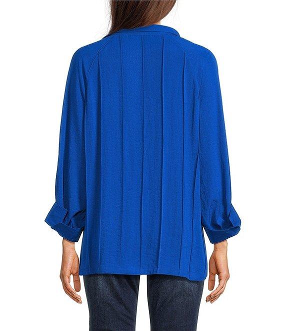 John Mark Wire Collar Split V-Neck 3/4 Sleeve Pintuck Detail Top Product Image