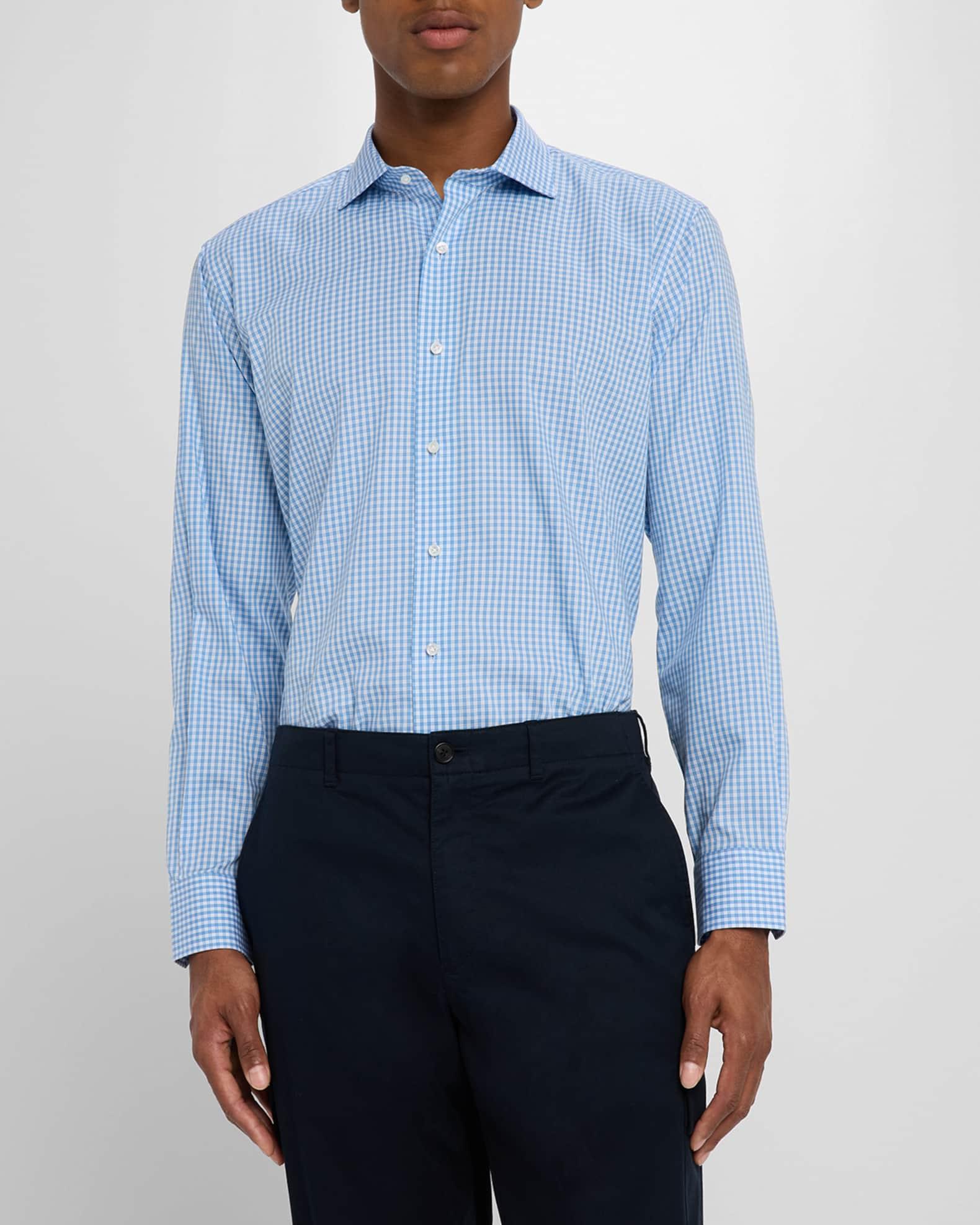 Men's Capri Cotton Mini-Plaid Sport Shirt Product Image