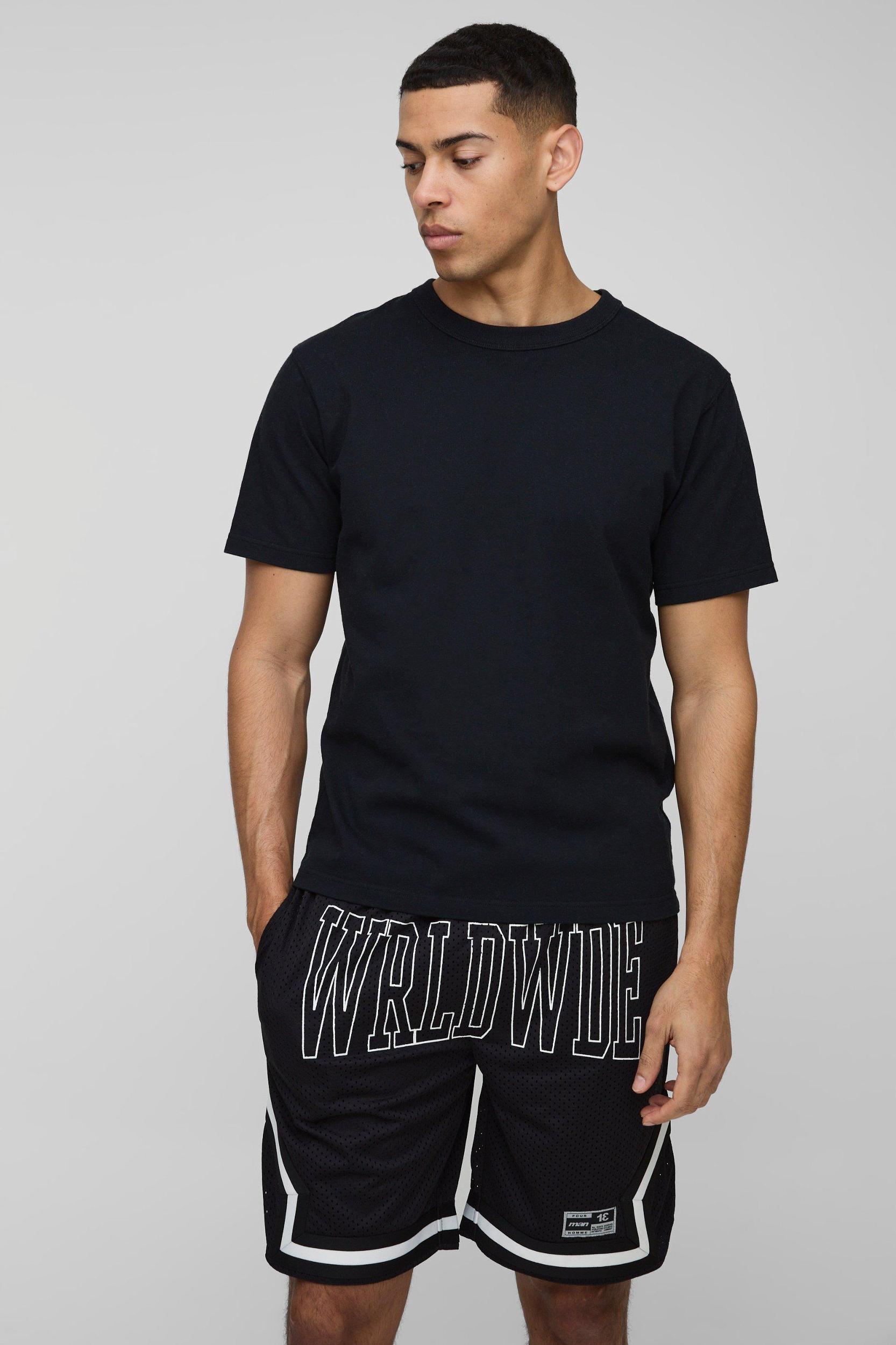 Worldwide Mid Length Mesh Basketball Shorts | boohooMAN USA Product Image