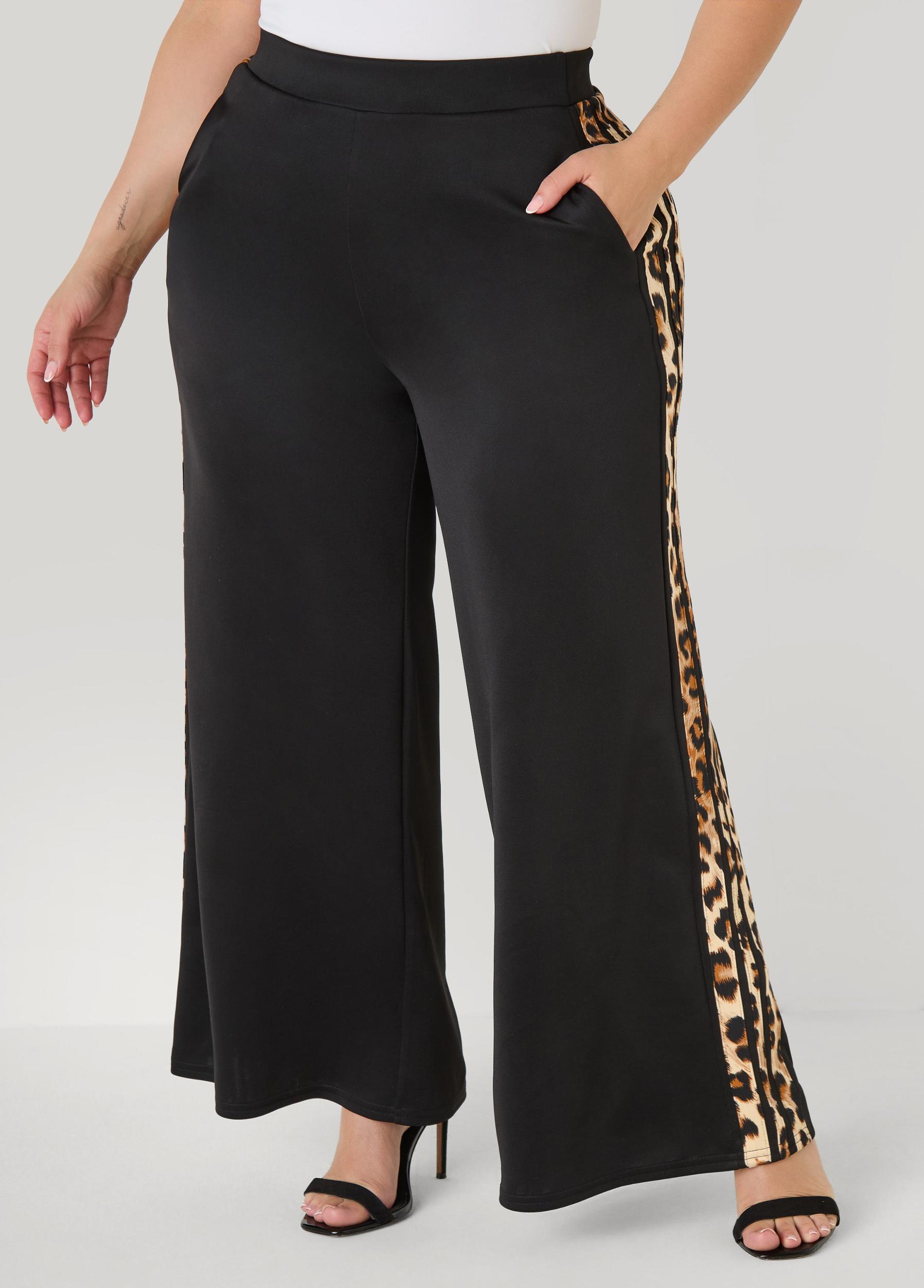 Animal Striped Wide Leg Pants Product Image