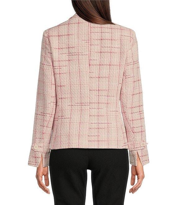 Jones New York Tweed Notch Lapel Long Sleeve Open Front Jacket Product Image