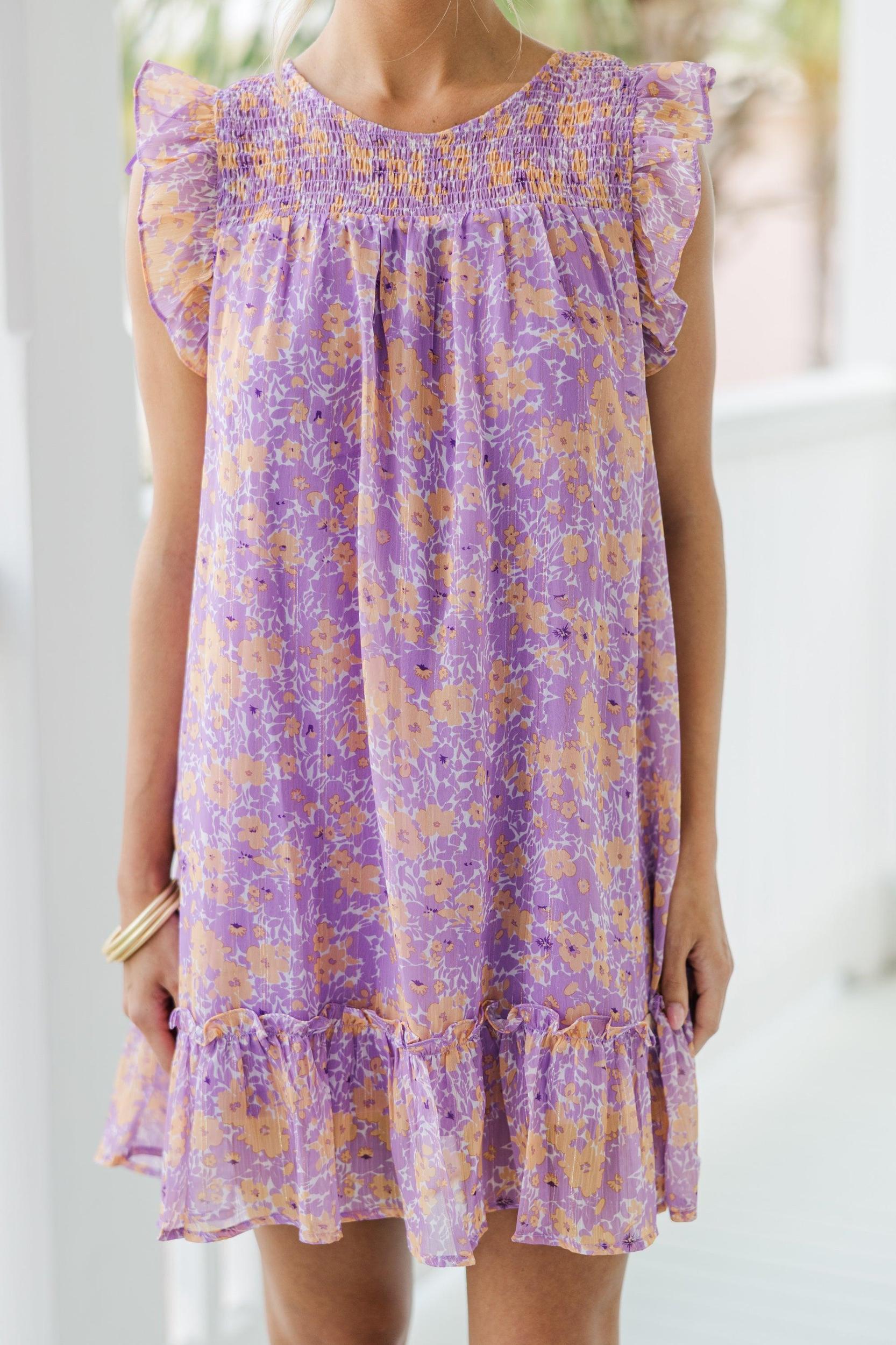 Lovely New Days Lavender Purple Ditsy Floral Dress Female Product Image
