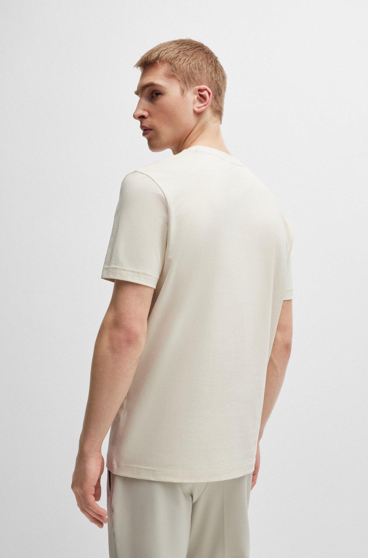 Stretch-cotton short-sleeved T-shirt with logo artwork Product Image