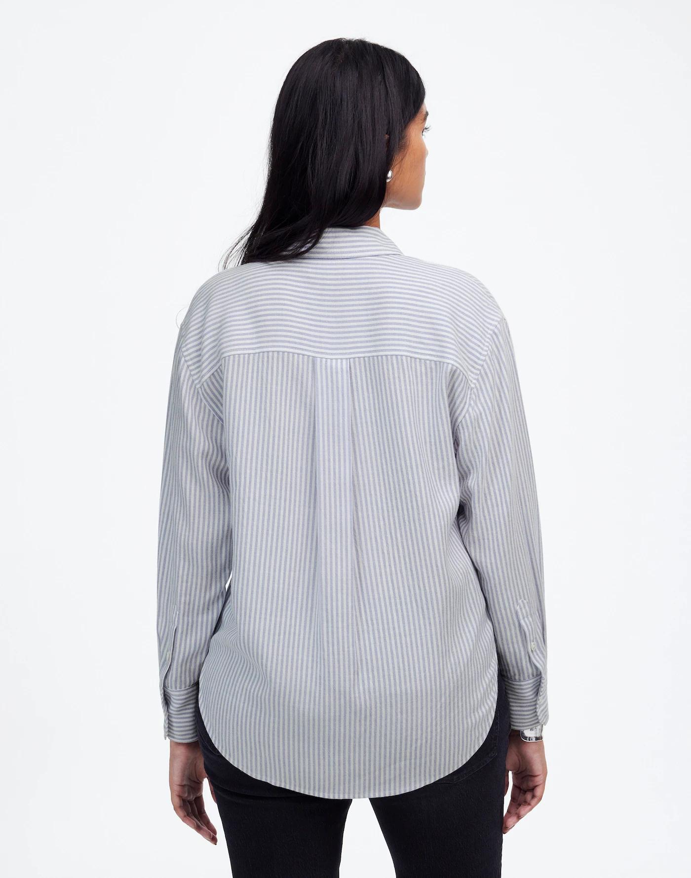 Drapey Long-Sleeve Popover Shirt in Stripe Product Image