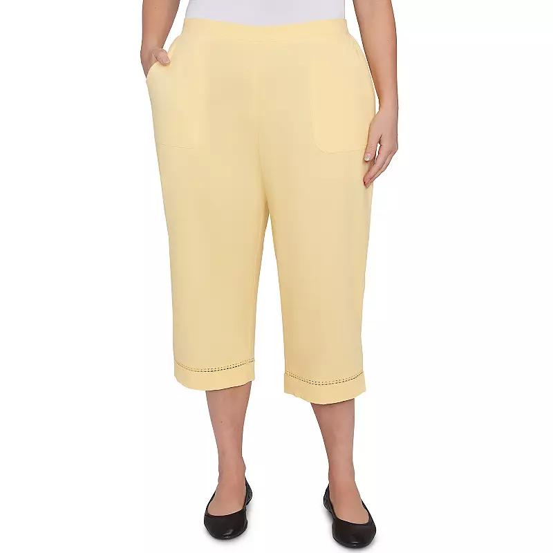 Plus Size Alfred Dunner Lace Dotted Trim Capri Pants, Women's, Size: 22 W, Green Product Image