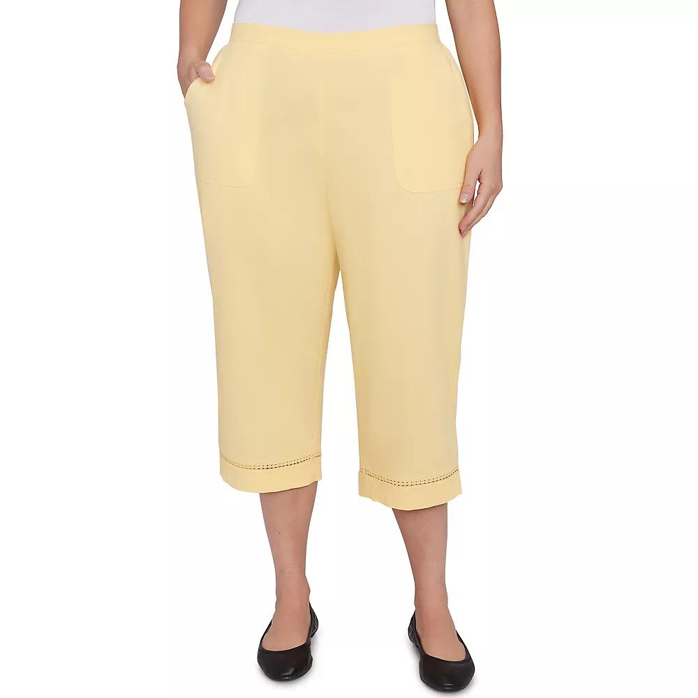 Plus Size Alfred Dunner Lace Dotted Trim Capri Pants, Women's, Size: 22 W, Green Product Image