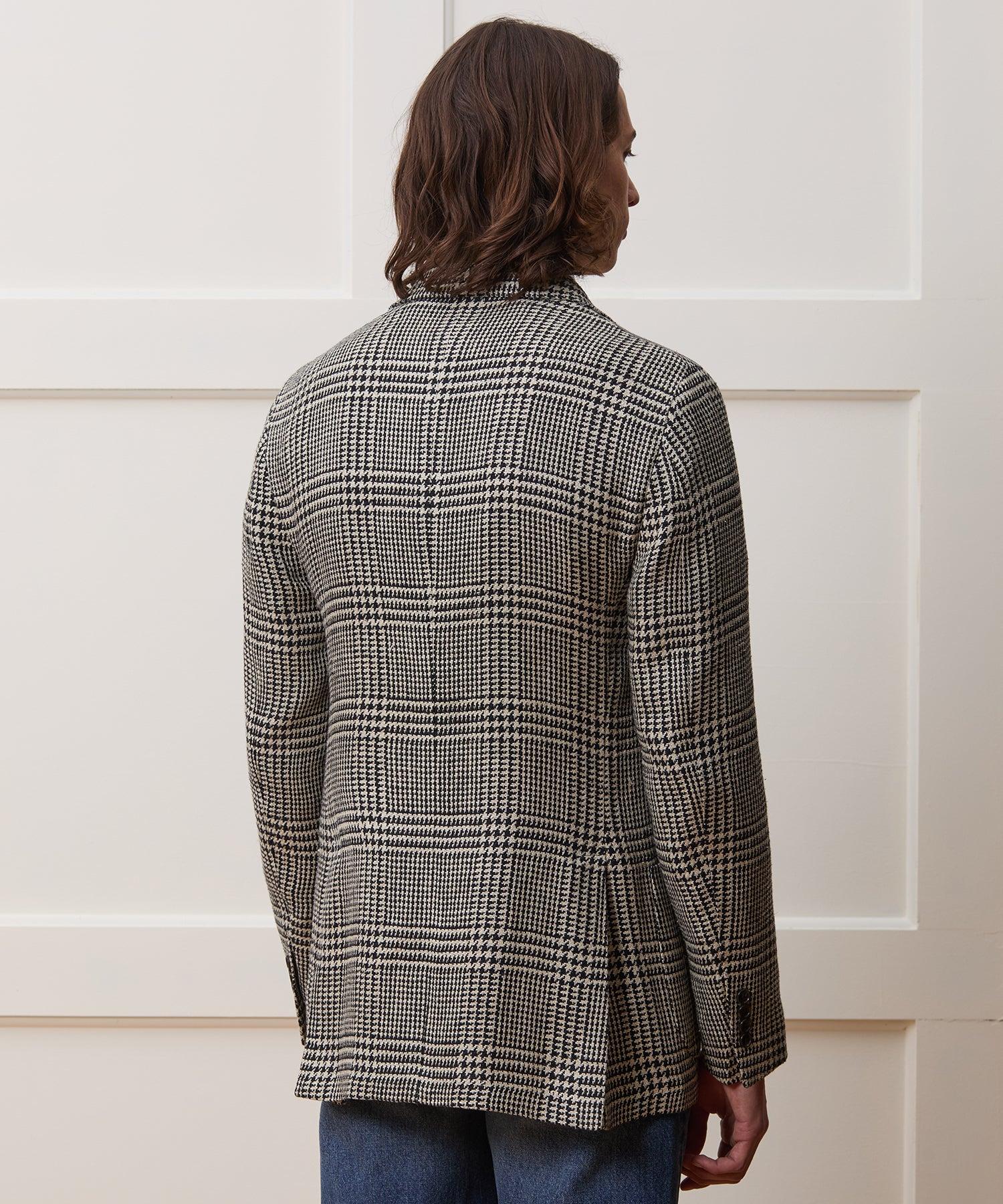 Italian Linen-Silk Sport Coat in Cream Glen Plaid Product Image