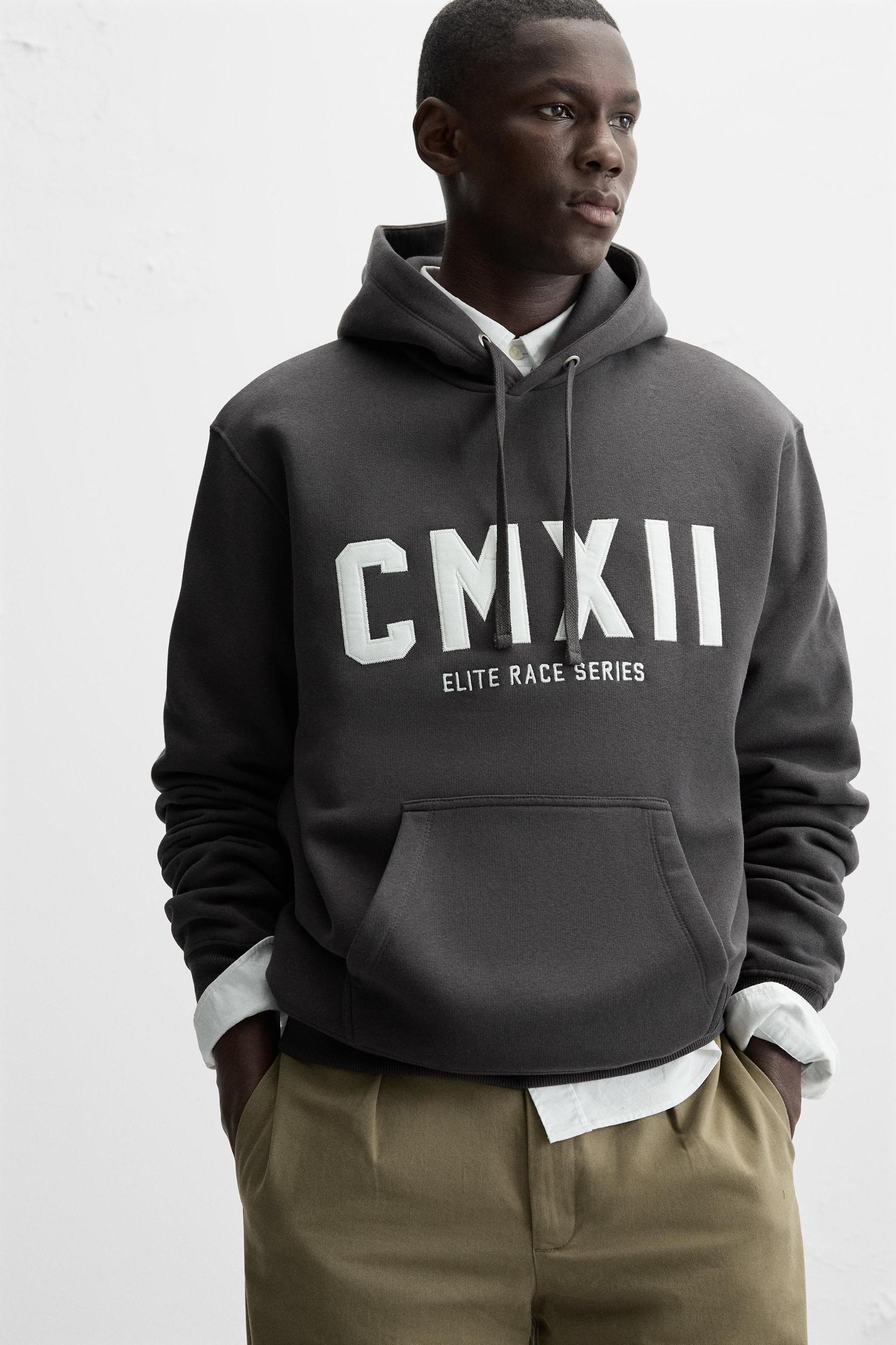 HOODED SWEATSHIRT WITH TEXT Product Image