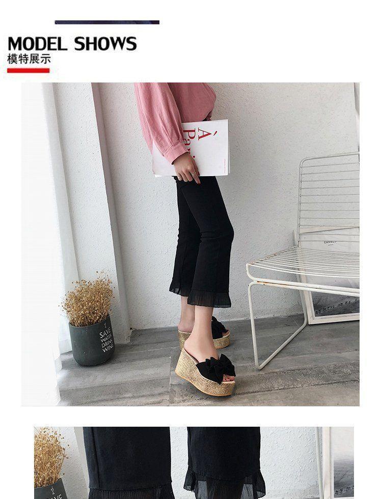 Bow Platform Wedge Slide Sandals Product Image