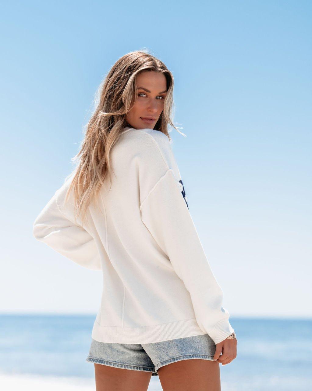 Ivory American Flag Pullover Sweater Product Image