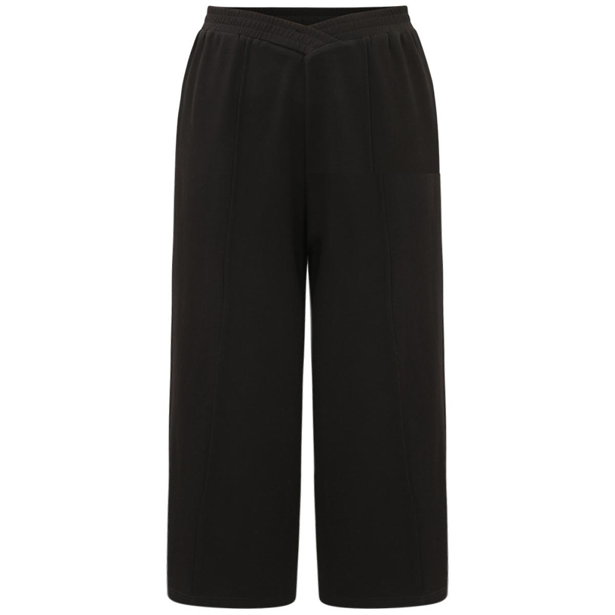 Supersoft Essentials Crossover Paperbag Waist Sweatpants Black Plus Size Women Casual Dailywear Plain 10/M Bloomchic Product Image