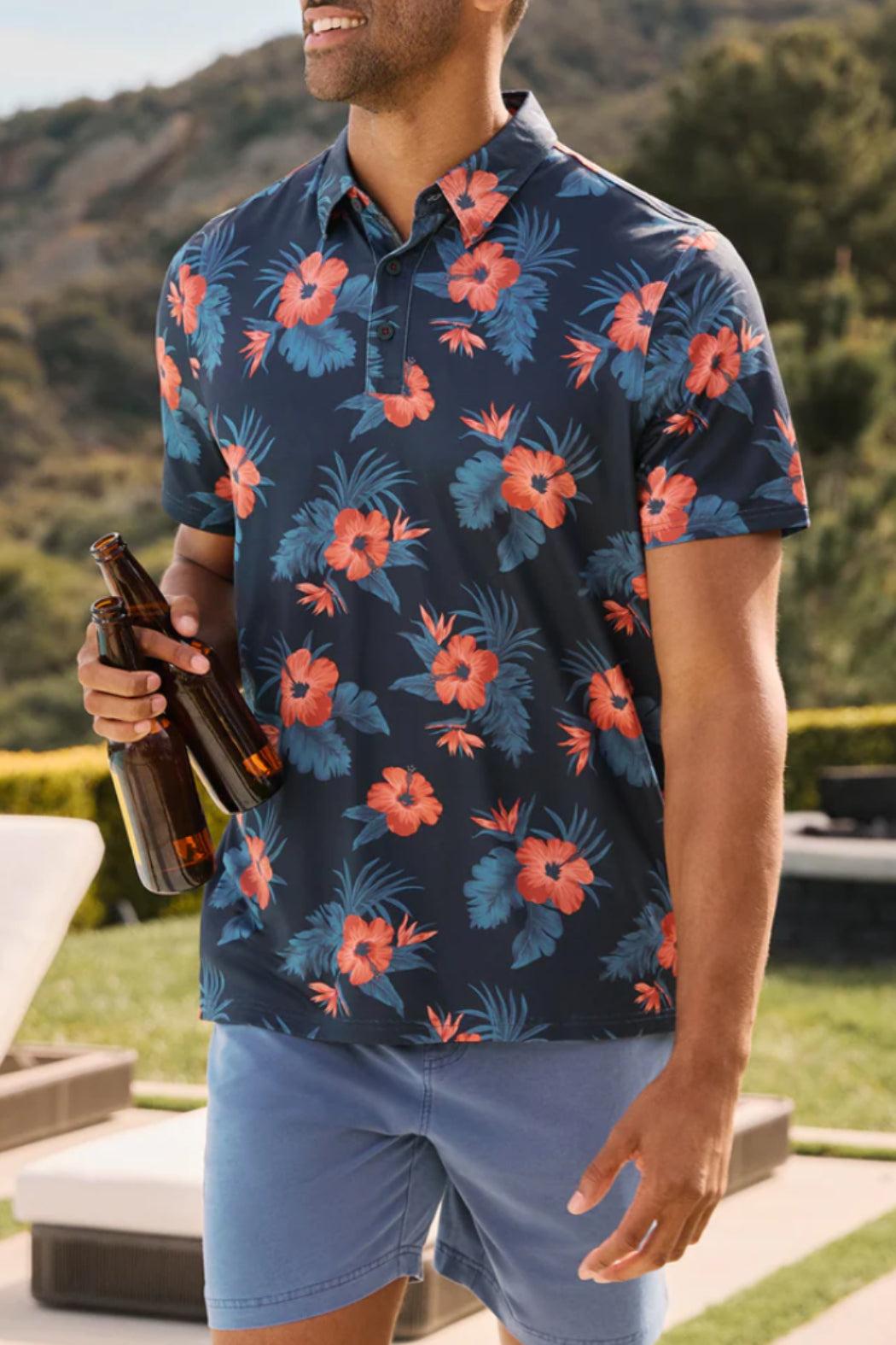 Tampa Hibiscus Print Polo Product Image