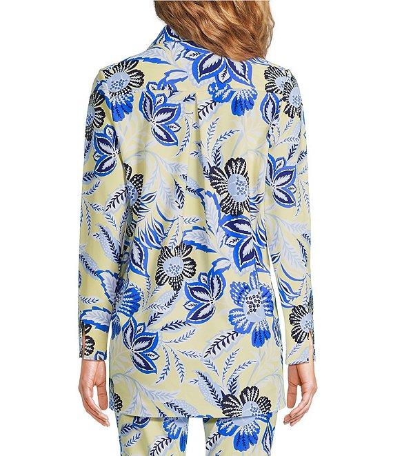 Jude Connally Coordinating Hadley Blooming Botanics Print Jude Cloth Knit Point Collar Long Split Roll Cuff Sleeve Tunic Product Image
