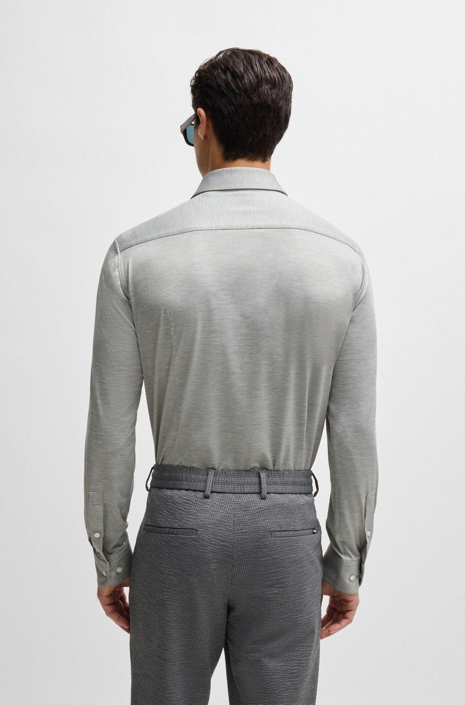 Boss SLIM-FIT SHIRT IN MELANGE PERFORMANCE-STRETCH JERSEY Product Image