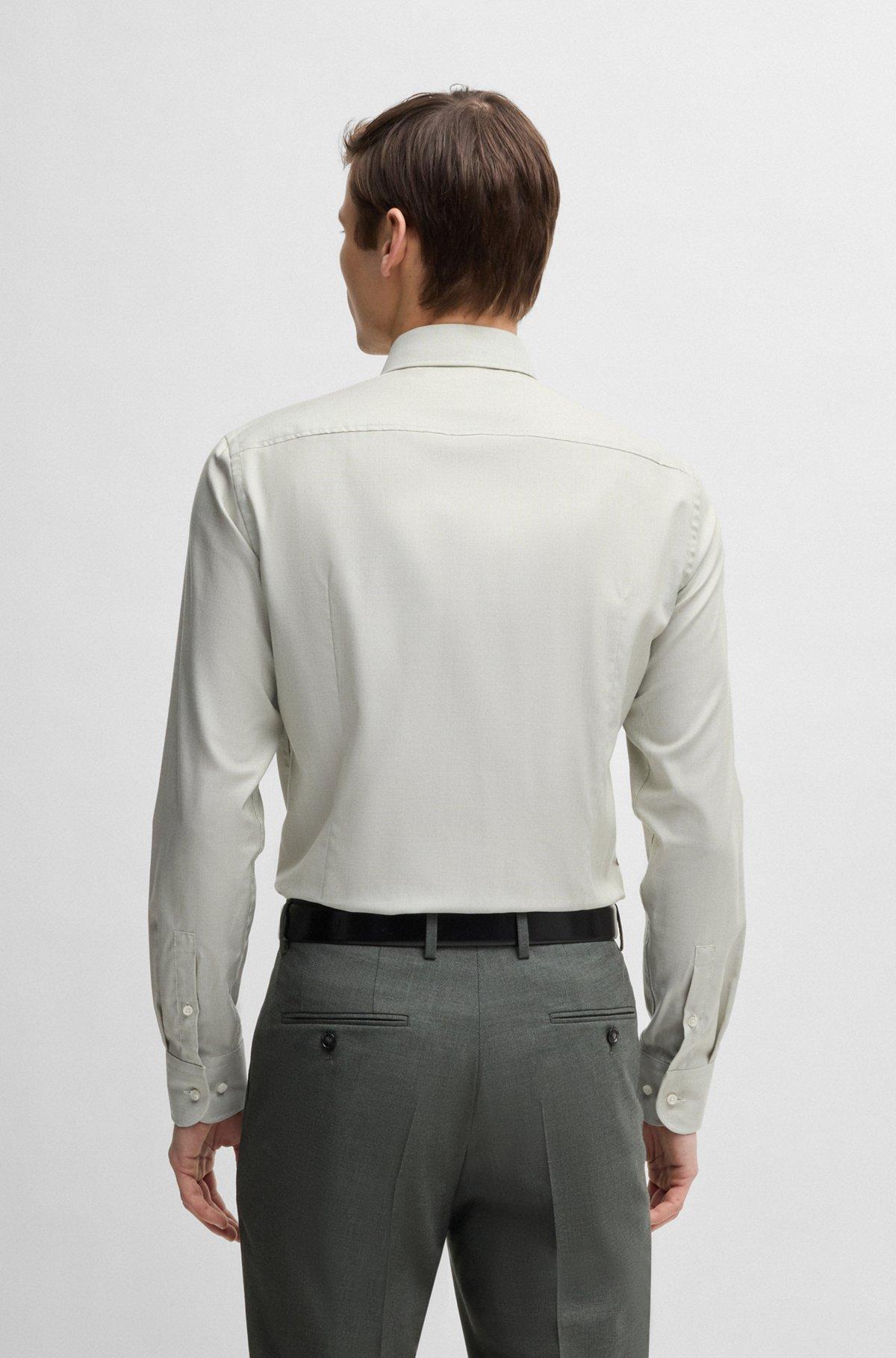 Slim-fit shirt in a structured cotton blend Product Image