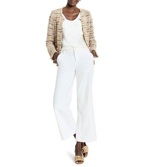 NIC + ZOE Tonal Mix Knit Round Neck Bracelet Sleeve Hook Front Jacket Product Image