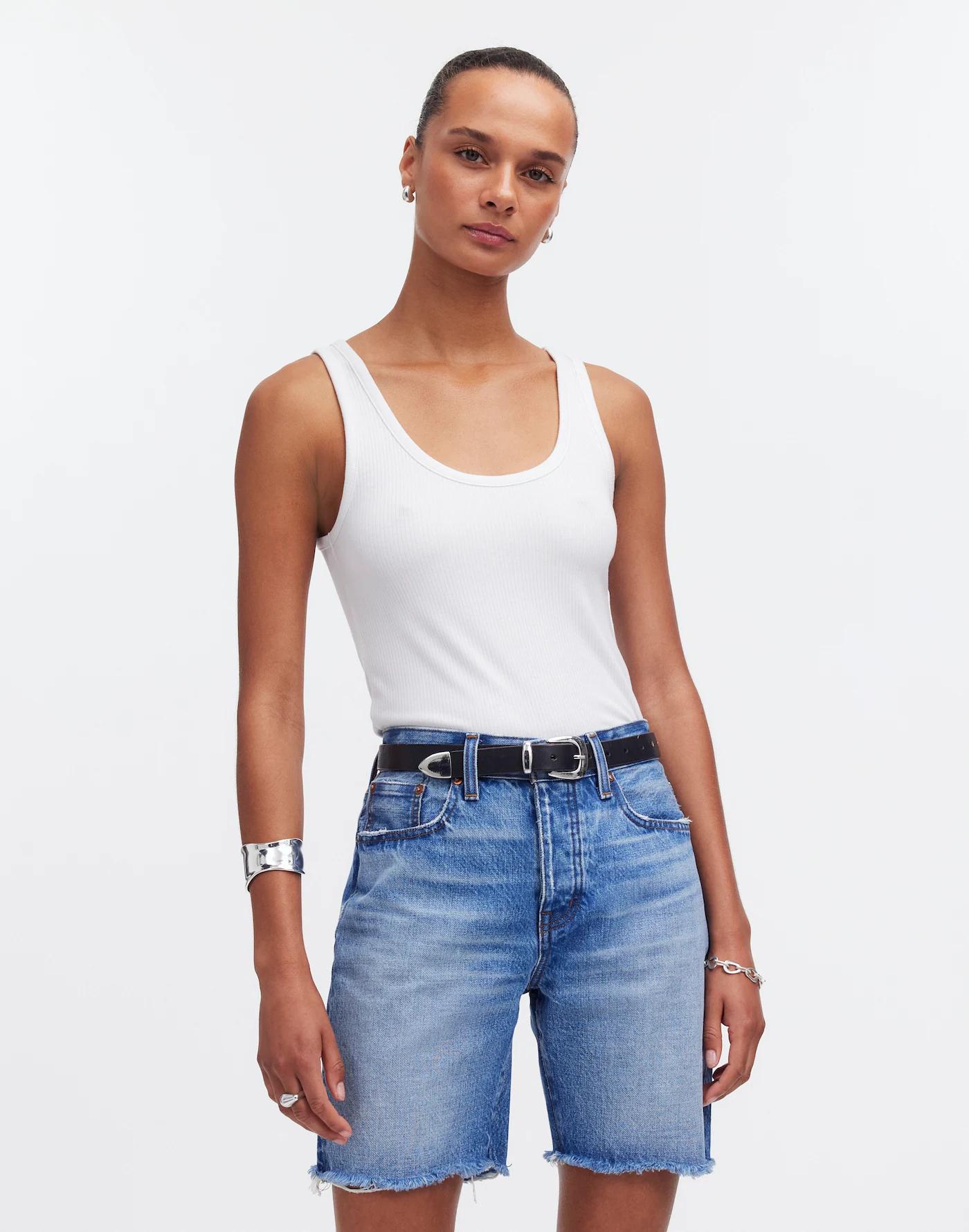 Long Denim Shorts in Pedersen Wash Product Image
