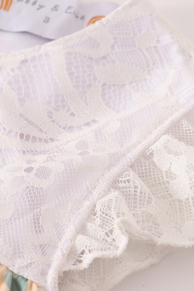 Yellow floral lace dress Product Image