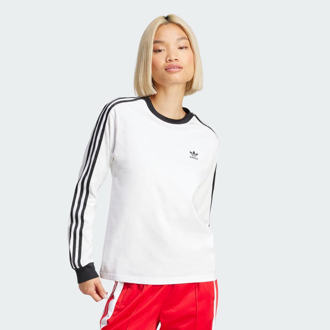 adidas Adicolor 3-Stripes Regular Long Sleeve Tee Better Scarlet XS Womens Product Image