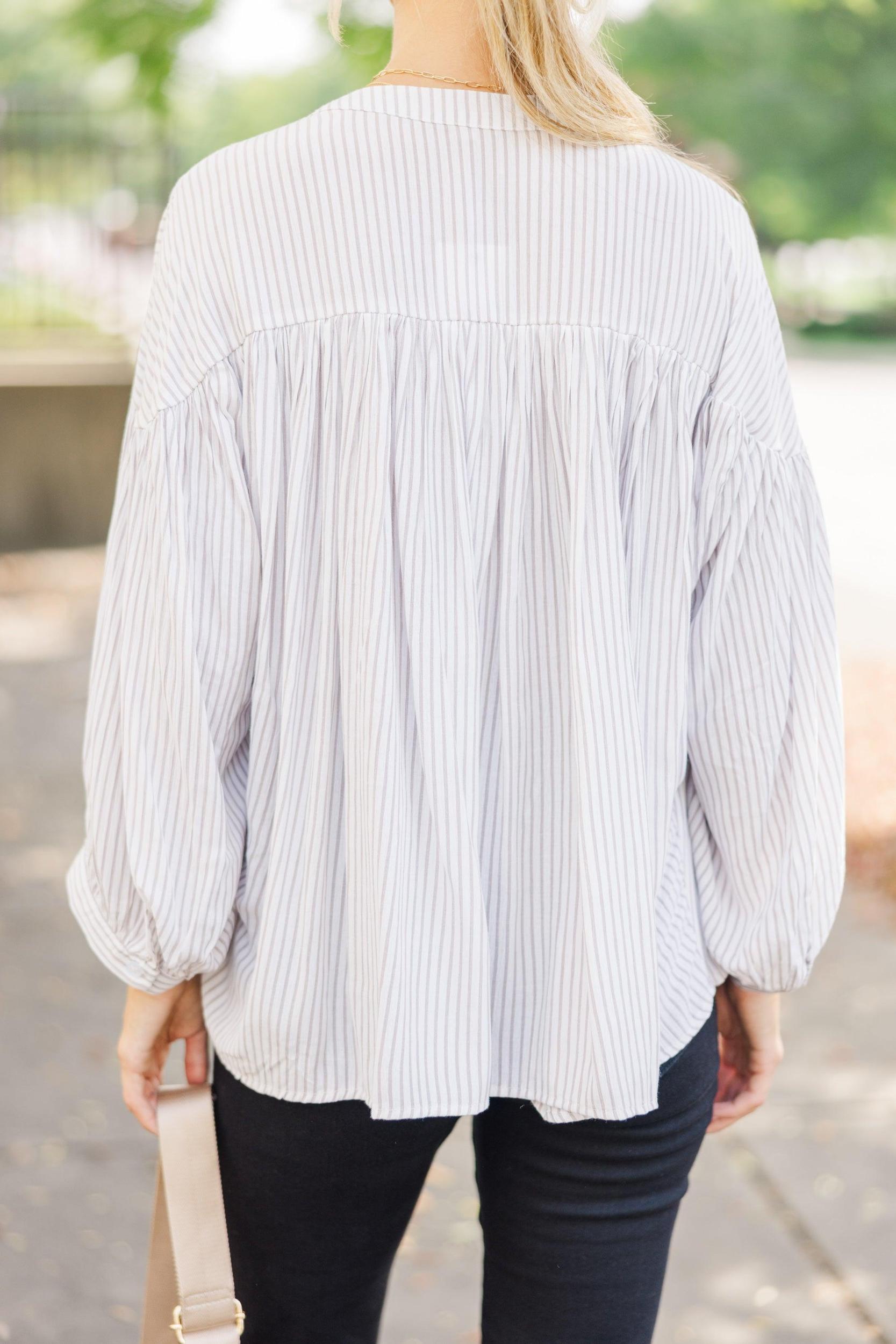 I Believe Oatmeal Striped Blouse Female Product Image