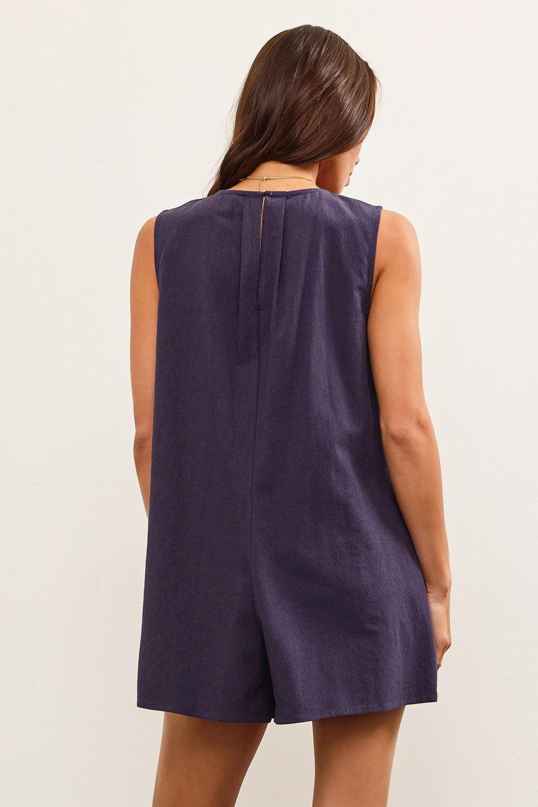 Tie Front Pleated Sleeveless Romper Product Image