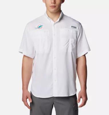 Columbia Mens PFG Tamiami Short Sleeve Shirt - Miami Dolphins- Product Image