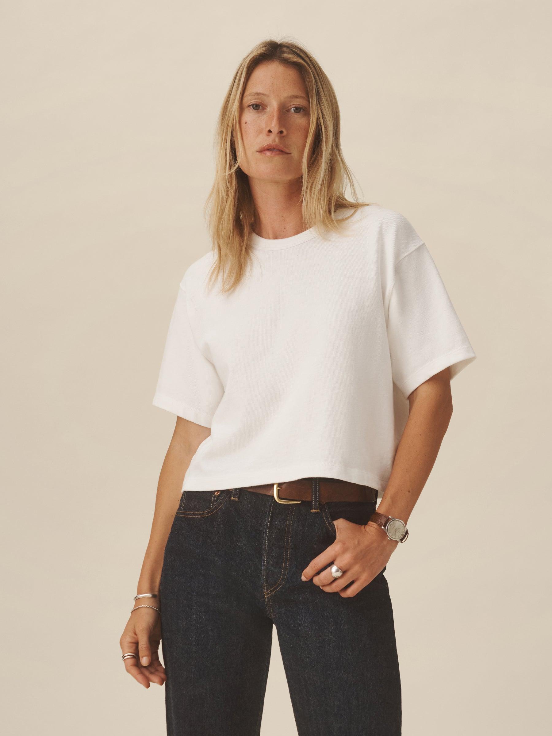 White Field-Spec Boyfriend Crop Tee Product Image