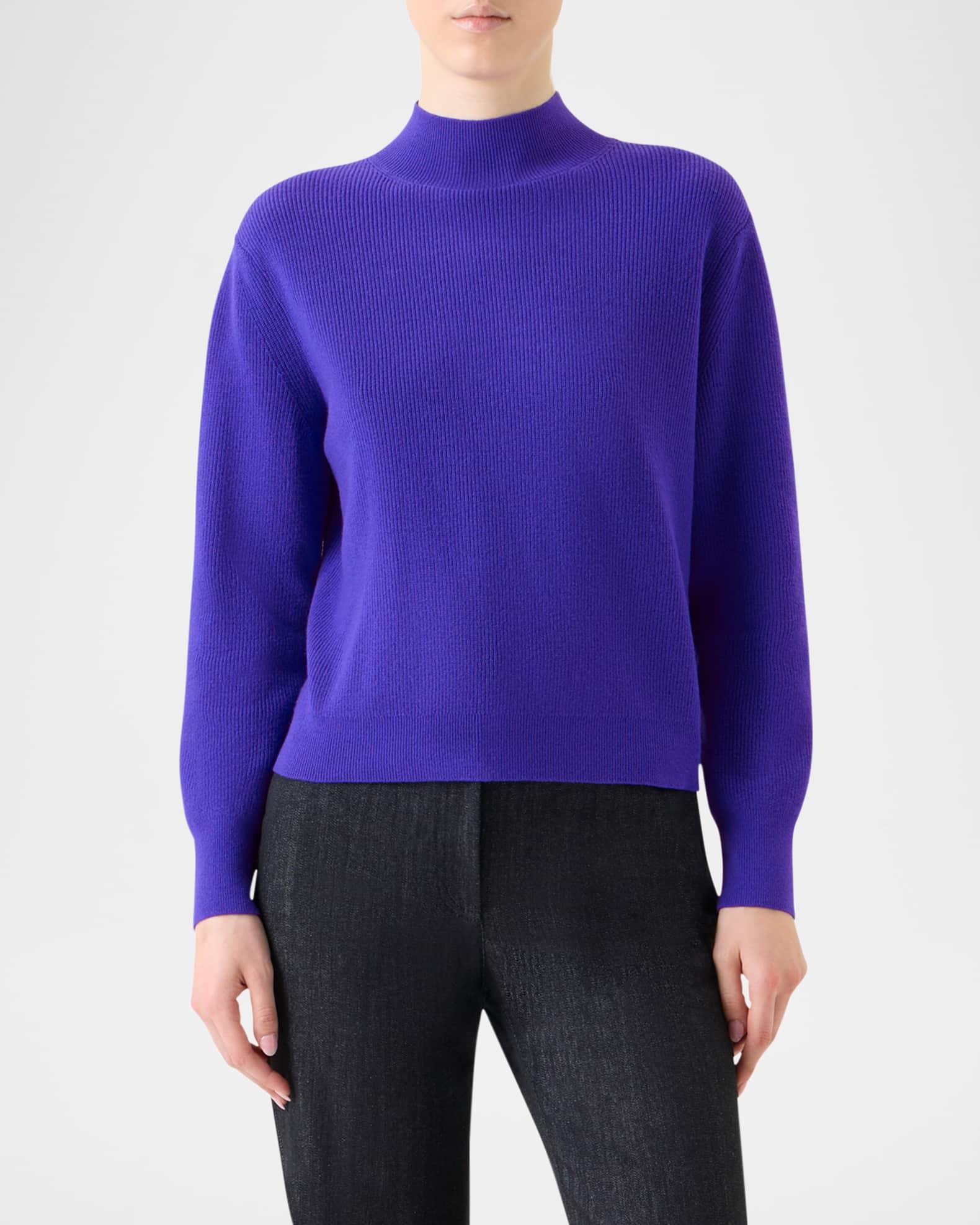 Mock-Neck Cashwool Rib Sweater Product Image