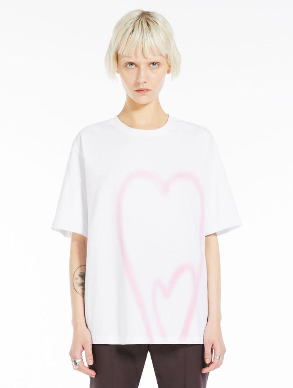 Sportmax Luis Pink Heart Cotton T-shirt Product Image