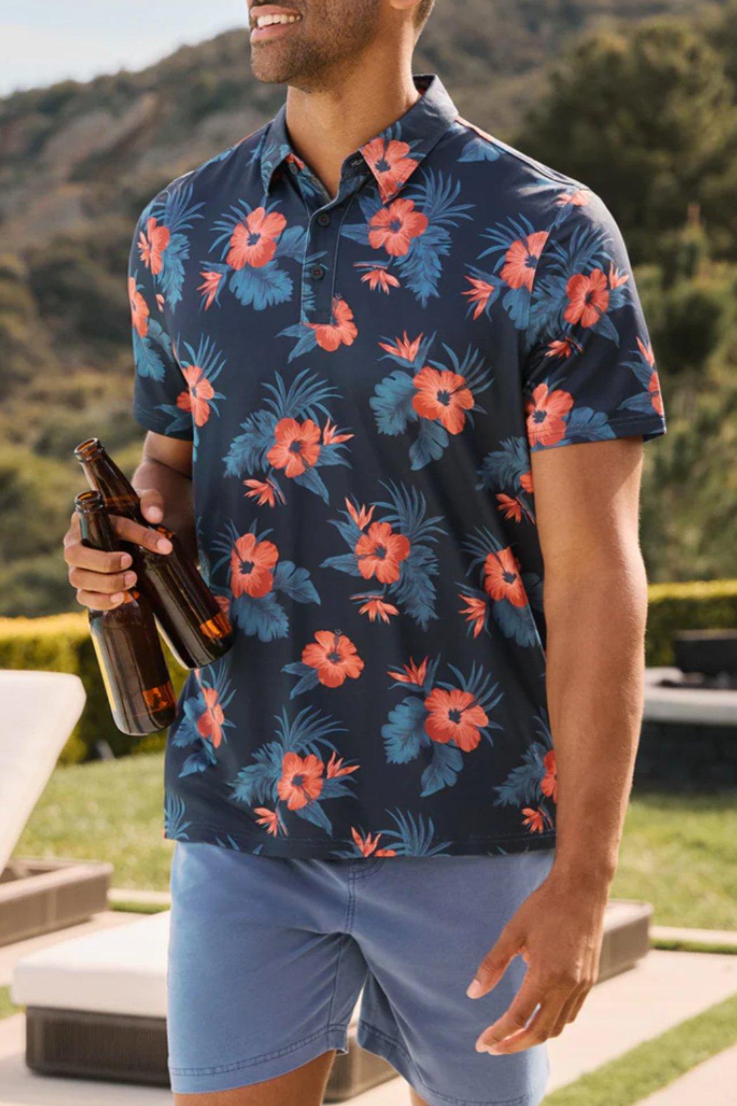 Tampa Hibiscus Print Polo Product Image