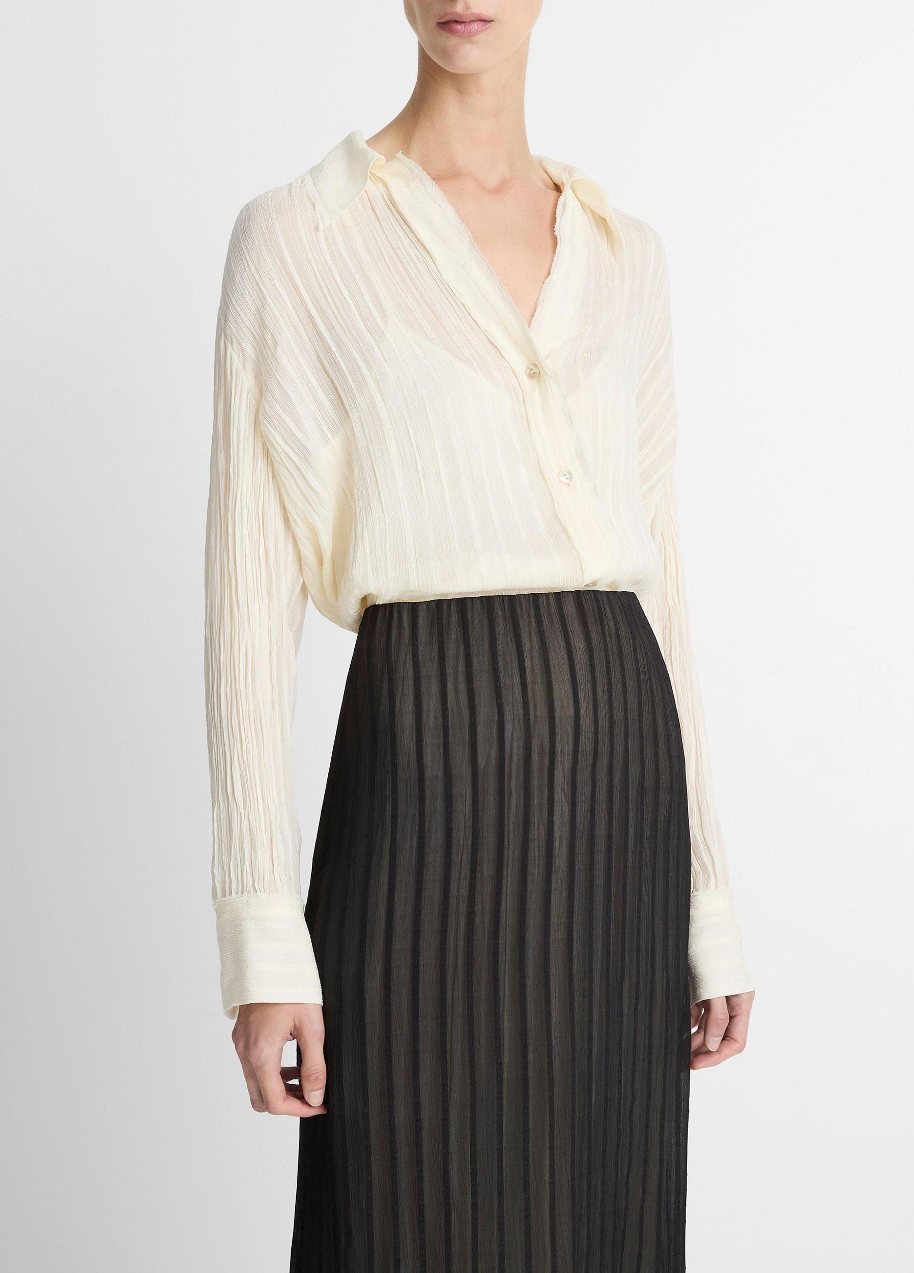 Crushed Stripe Button-Front Shirt Product Image