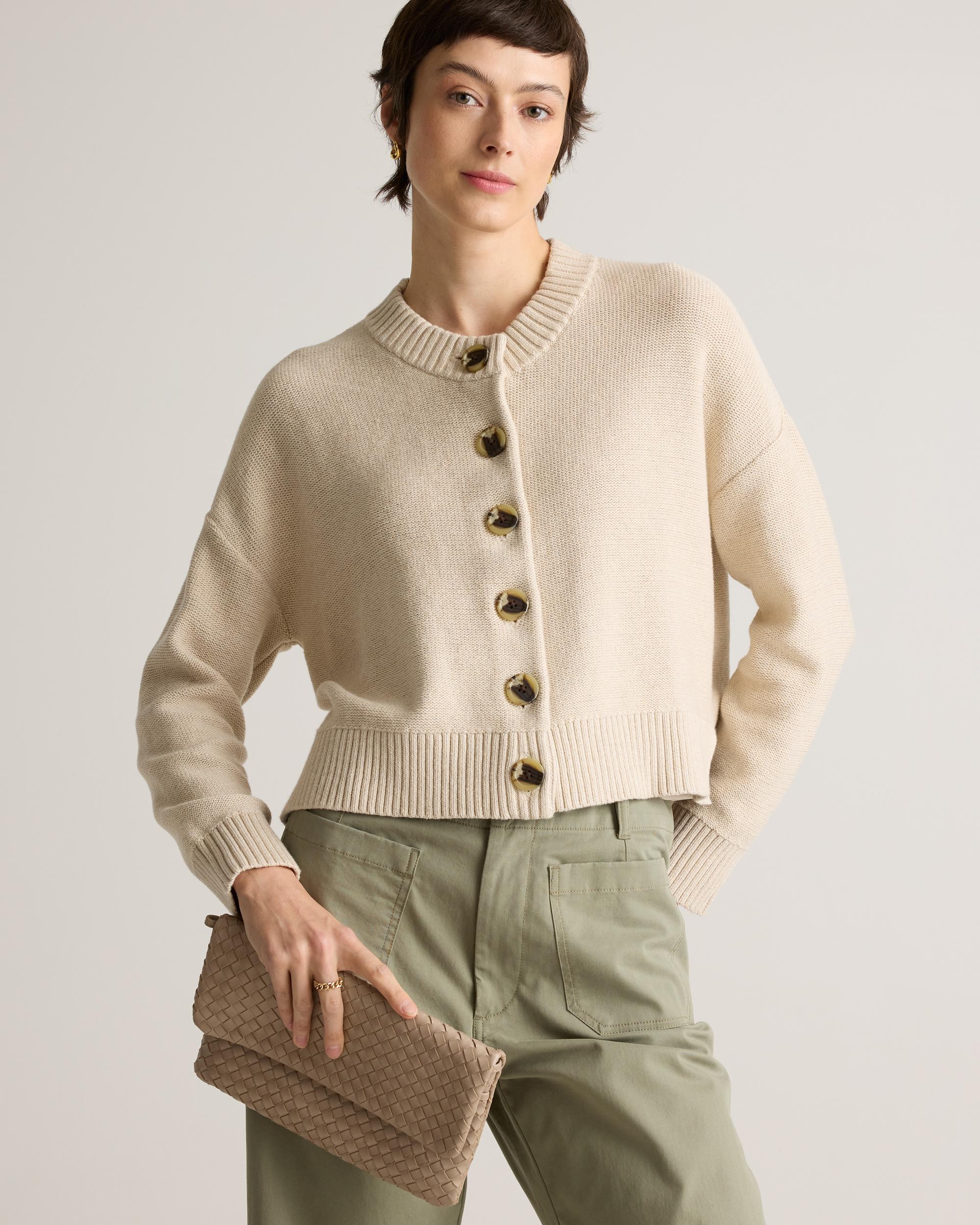 Quince | Women's Cropped Cardigan Sweater Size XL, Organic Cotton Product Image