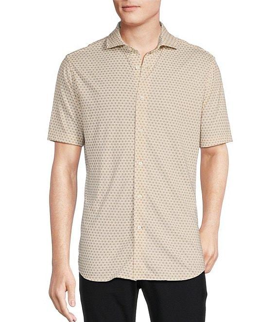 Daniel Cremieux Signature Label Paisley Printed Jersey Jacquard Short Sleeve Coatfront Shirt Product Image