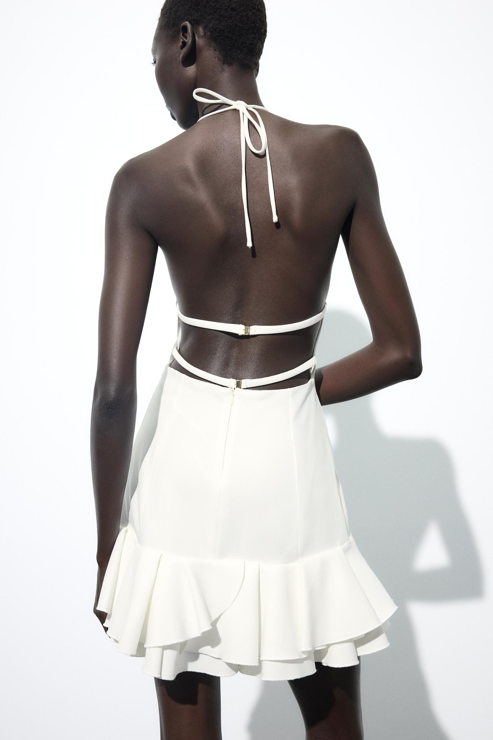 RUFFLED HALTER MINI DRESS Product Image