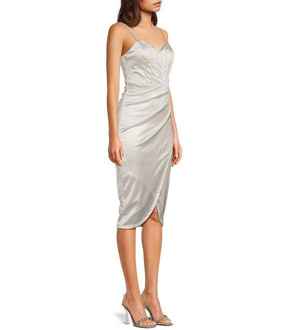 Honey and Rosie Spaghetti Strap Corset-Inspired Bodice Knee Length Dress Product Image