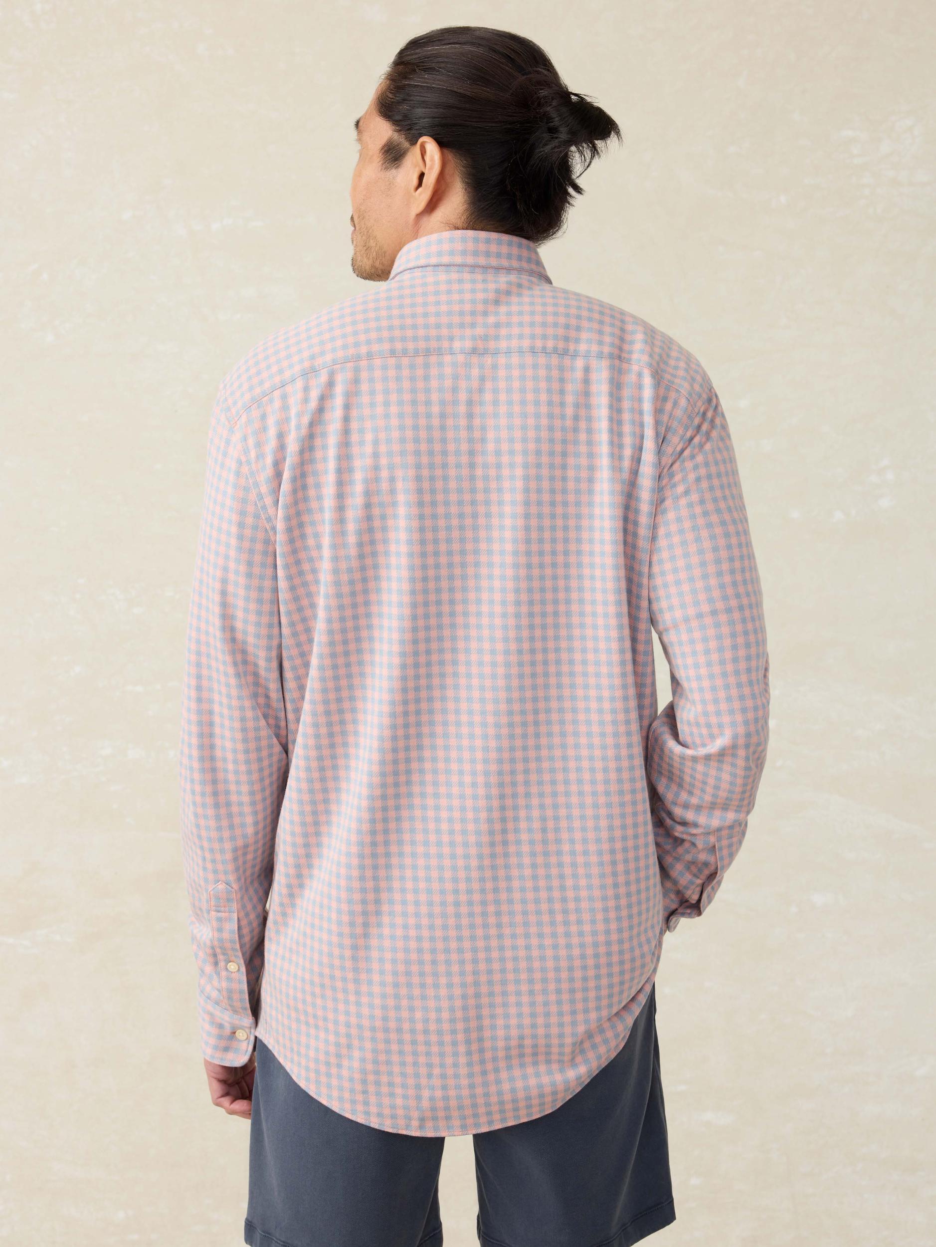 Coastline Knit Shirt - Blue Coral Gingham Male Product Image