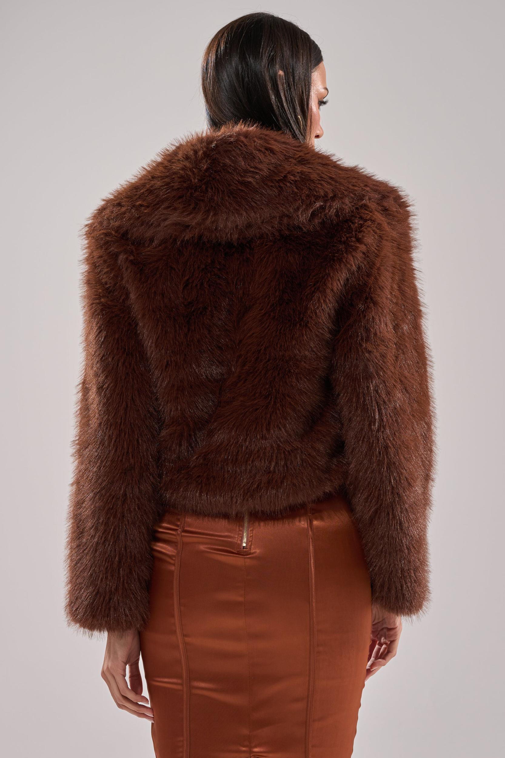 POPPY CROPPED FAUX FUR IN BROWN Product Image