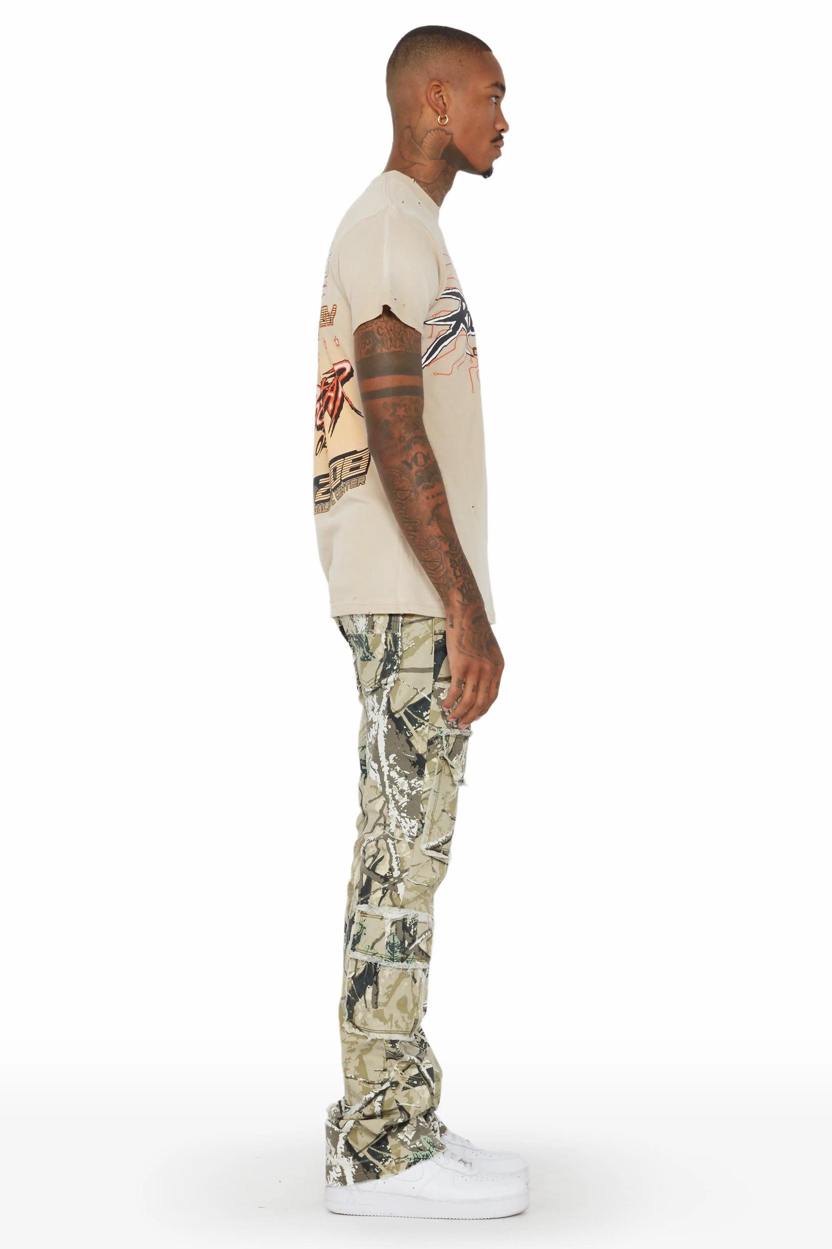 Tyrell Tree Camo Stacked Flare Cargo Jean Male Product Image