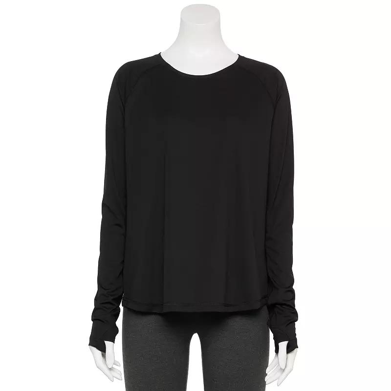 Petite Tek Gear® Dry Tek Long Sleeve Tee, Women's, Size: Small Petite, Mineral Black Product Image