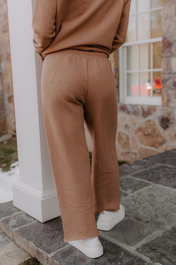 Cozy Cues High Waist Wide Leg Fleece Pants in  Camel Product Image
