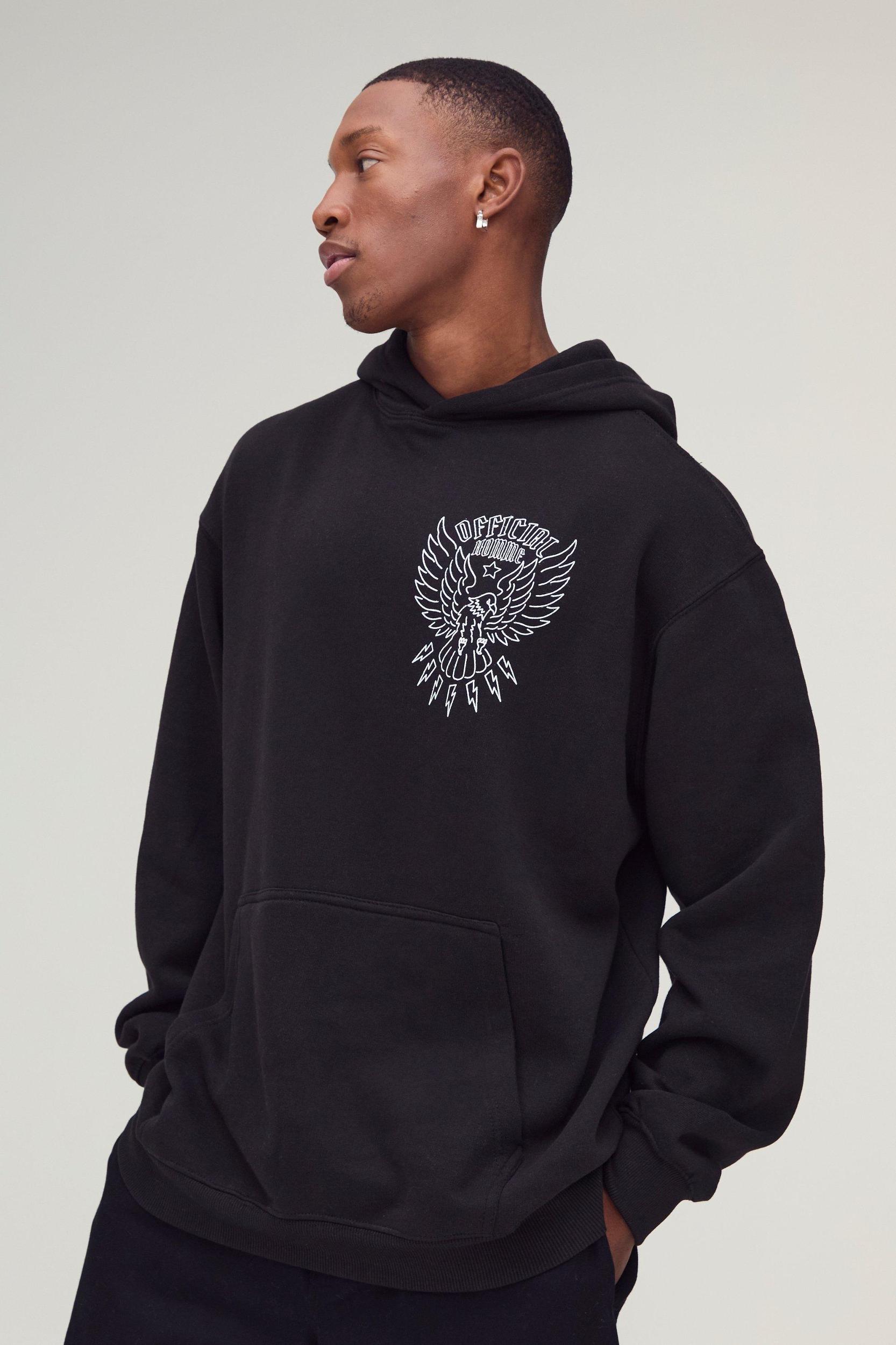 Oversized Official Eagle Line Drawn Graphic Hoodie | boohooMAN USA Product Image