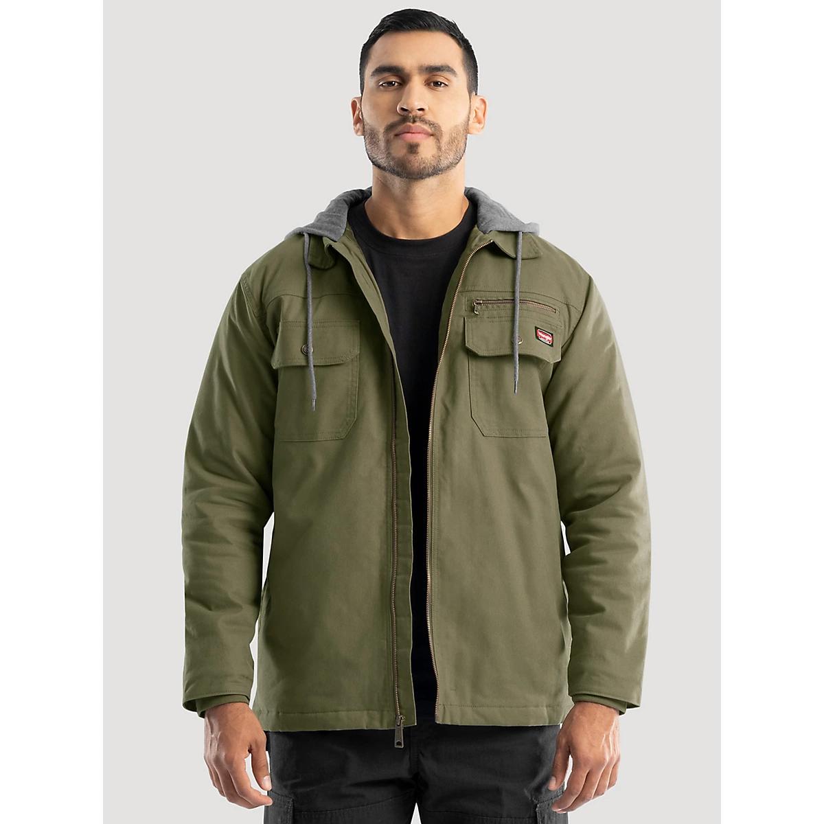 Men's Hooded Workwear Quilted Lined Shirt Jacket in Grape Leaf Product Image