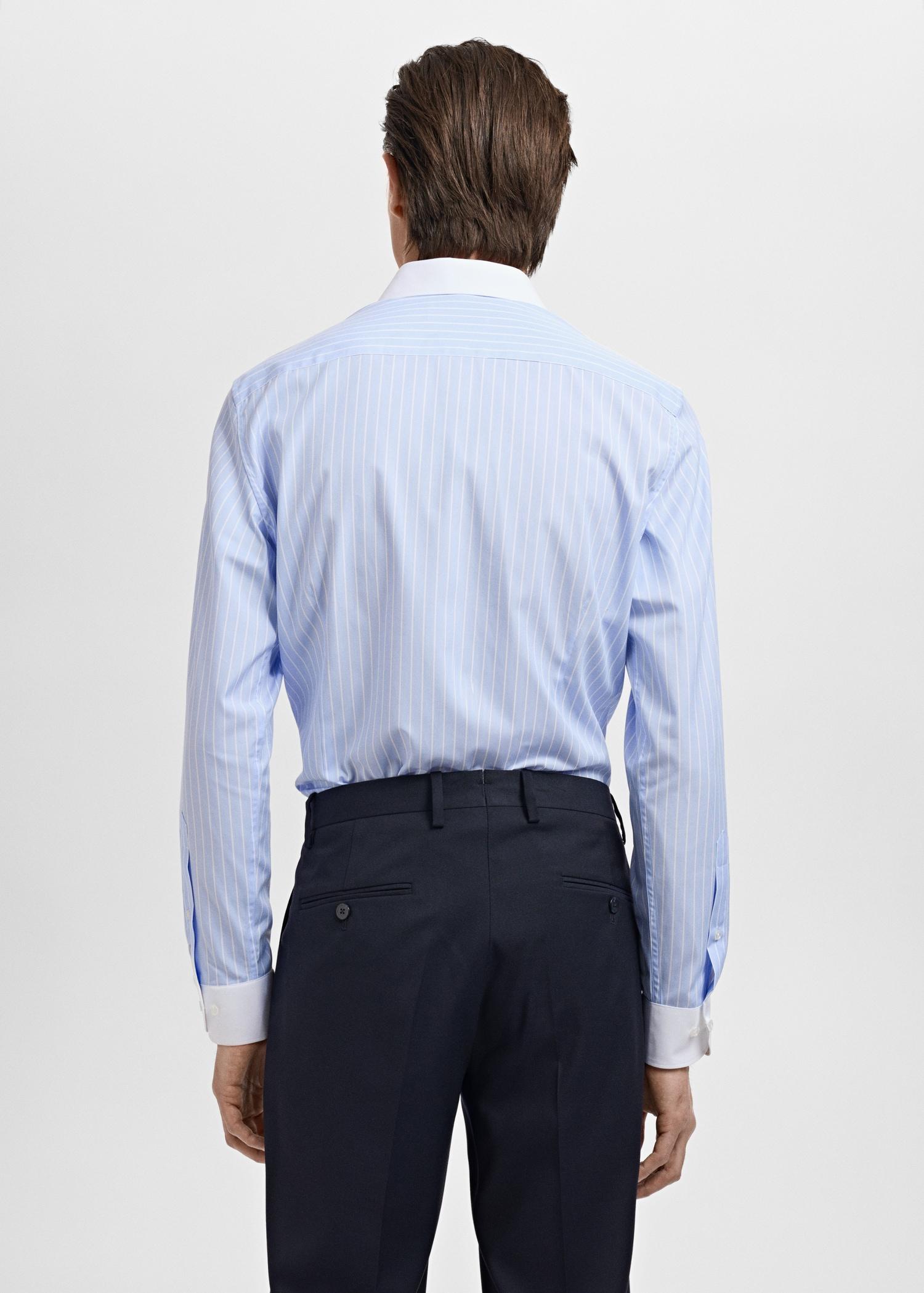 Striped-print slim-fit suit shirt - Men | MANGO USA Product Image