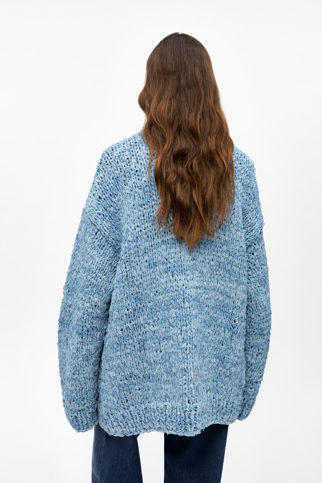 Blue Denim Handknit Cardigan Product Image