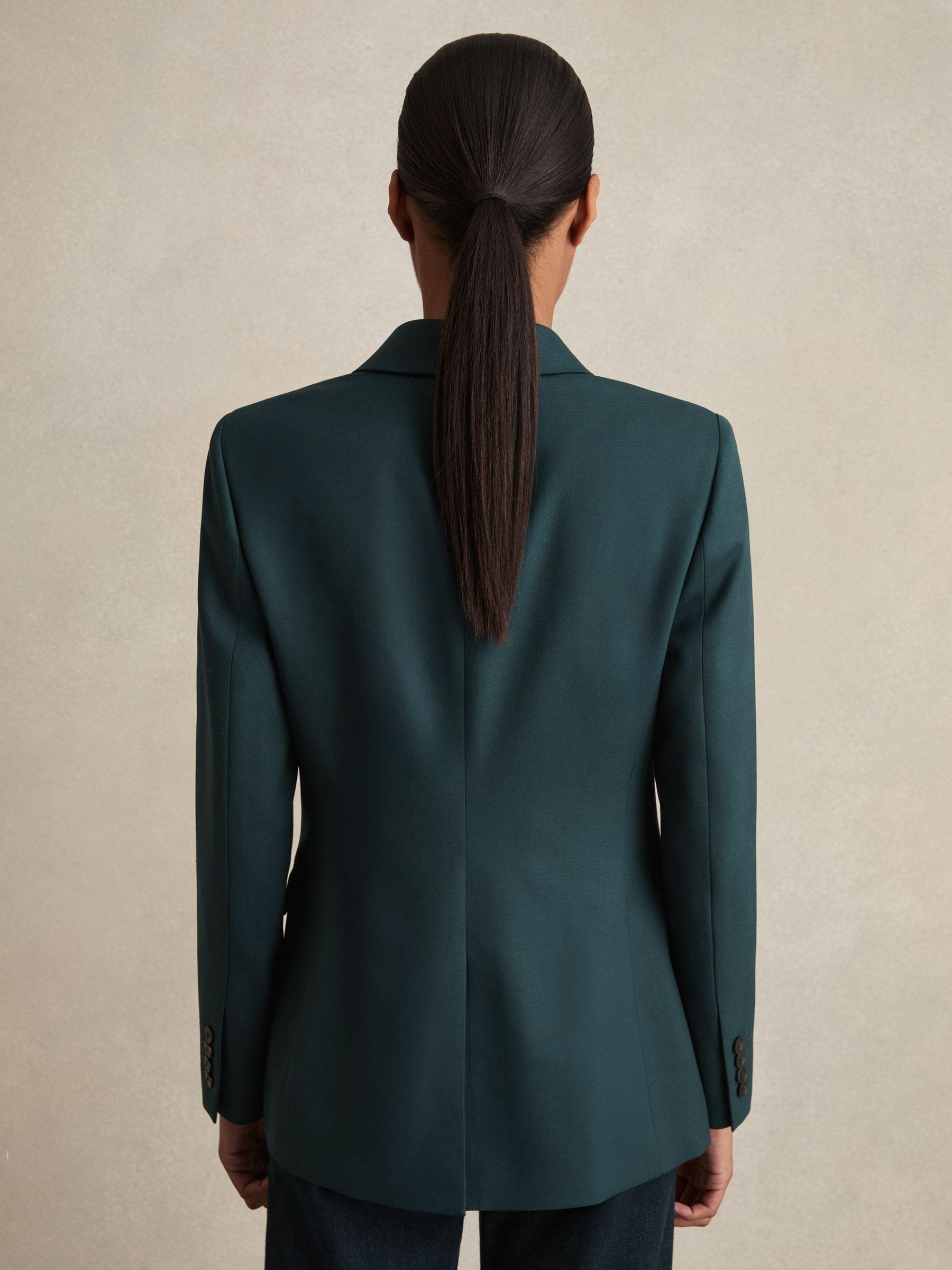 Wool-Blend Double-Breasted Suit Blazer in Green Product Image